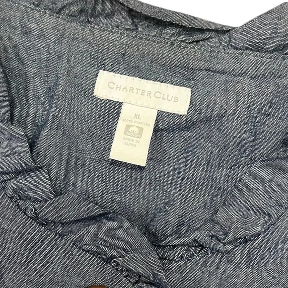 Charter Club Blue Chambray Ruffle Trim Thin Blazer XL - Picture 3 of 3